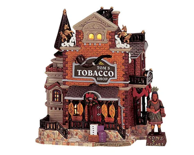 lemax-tom-s-tobacco-shop-boutique-miniature-lumineuse-village-de-no-l image 1