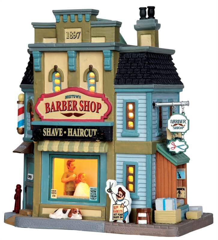 lemax-midtown-barber-shop-boutique-miniature-lumineuse-de-no-l image 1
