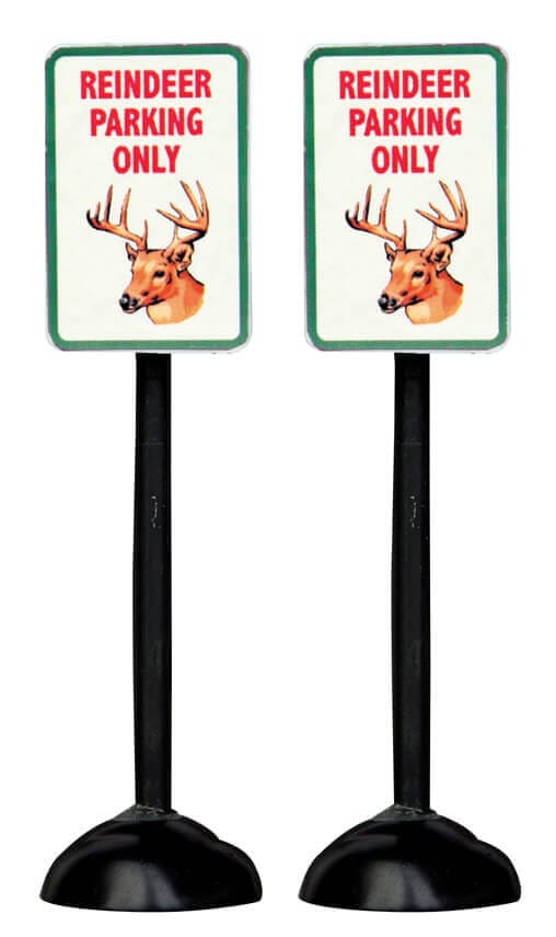 lemax-reindeer-parking-only-sign-set-de-2-panneaux-miniatures image 1