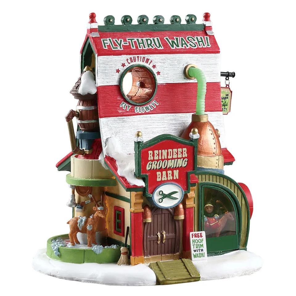 lemax-reindeer-grooming-barn-grange-lumineuse-pour-rennes image 1
