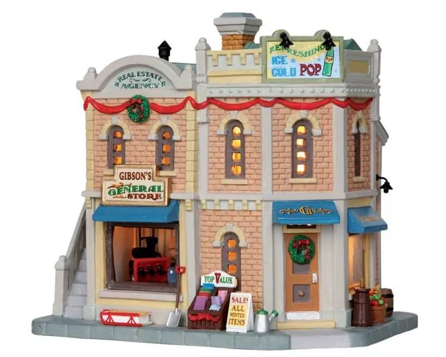 lemax-gibson-s-general-store-b-timent-lumineux-picerie-village-de-no-l image 1