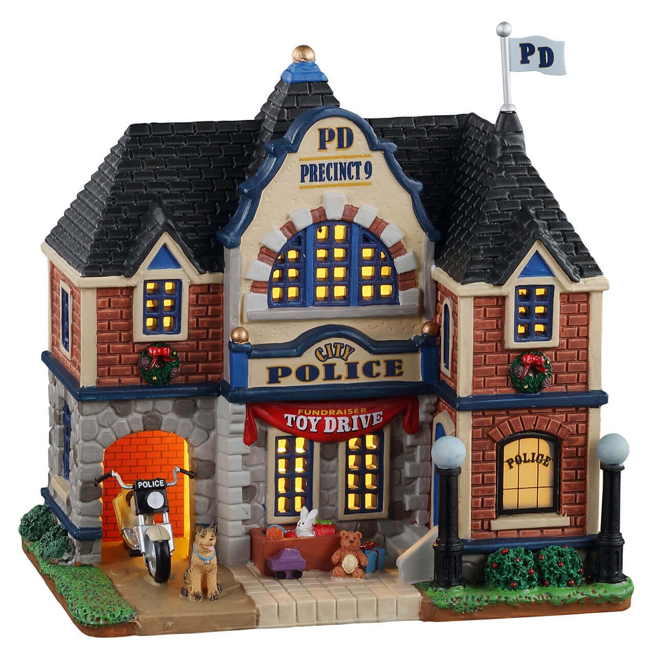 lemax-city-police-station-b-timent-miniature-lumineux-pd-precinct-9 image 1