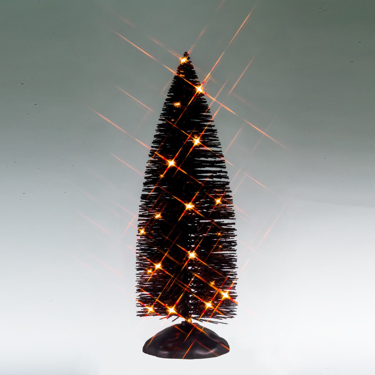 lemax-black-bristle-tree-orange-lights-sapin-noir-halloween image 1