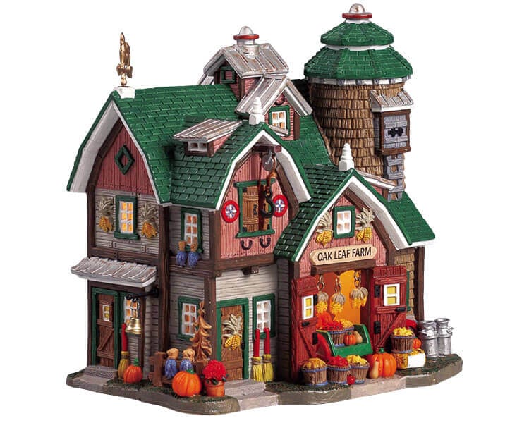 lemax-oak-leaf-farm-b-timent-miniature-ferme-lumineuse image 1