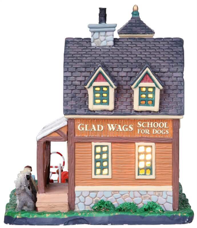 lemax-glad-wags-school-for-dogs-maison-miniature-lumineuse-village-de-no-l image 3