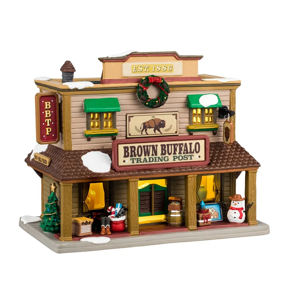 lemax-vail-village-brown-buffalo-trading-post-b-timent-lumineux image 1
