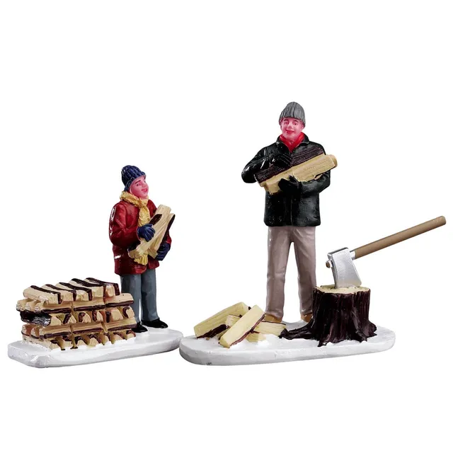 lemax-stacking-firewood-set-of-2-figurines-p-re-et-fils-bois image 1
