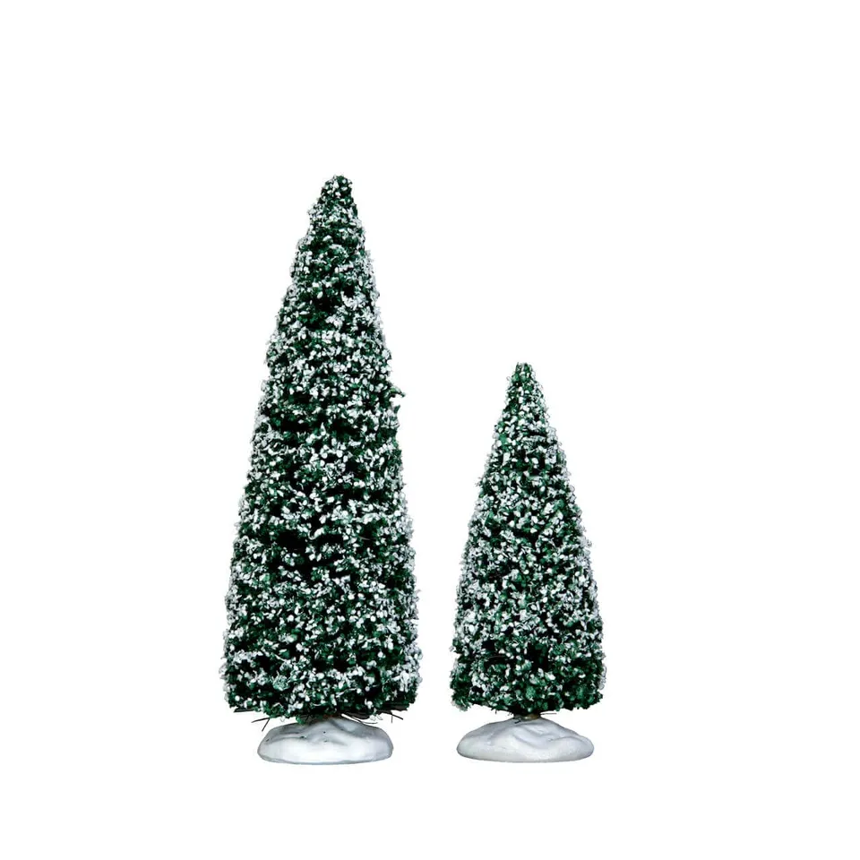 lemax-snowy-juniper-tree-set-de-2-sapins-miniatures-enneig-s-moyen-et-petit image 1