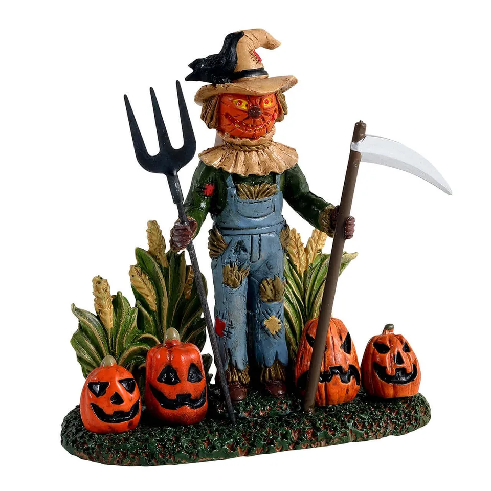 lemax-scary-scarecrow-pouvantail-halloween-avec-citrouilles image 1