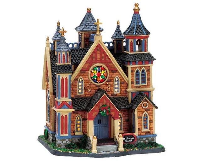 lemax-st-francis-church-glise-lumineuse-village-no-l image 1