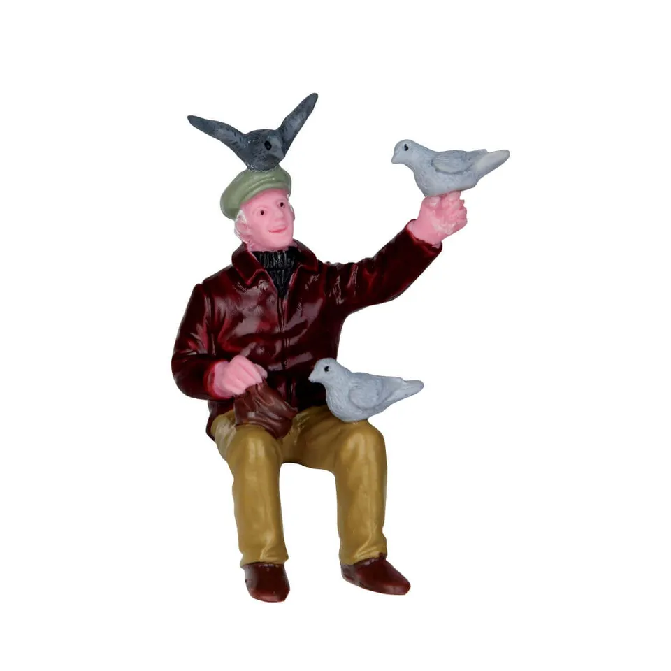 lemax-birds-friends-sit-down-figurine-village-miniature image 1