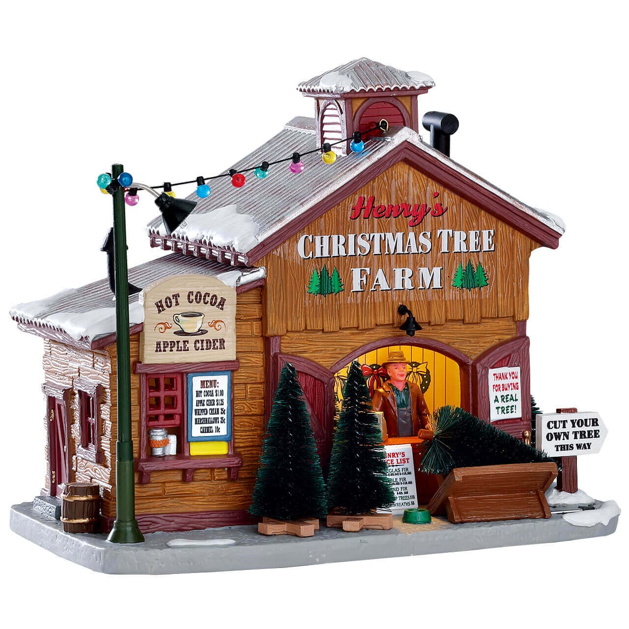 lemax-henrys-christmas-tree-farm-sapin-et-ferme-miniature-lumineuse image 1
