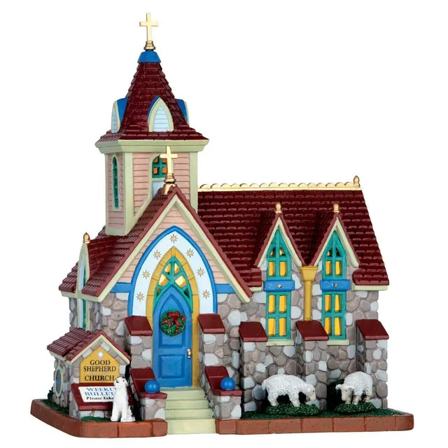 lemax-good-shepherd-church-glise-miniature-lumineuse-village-de-no-l image 1