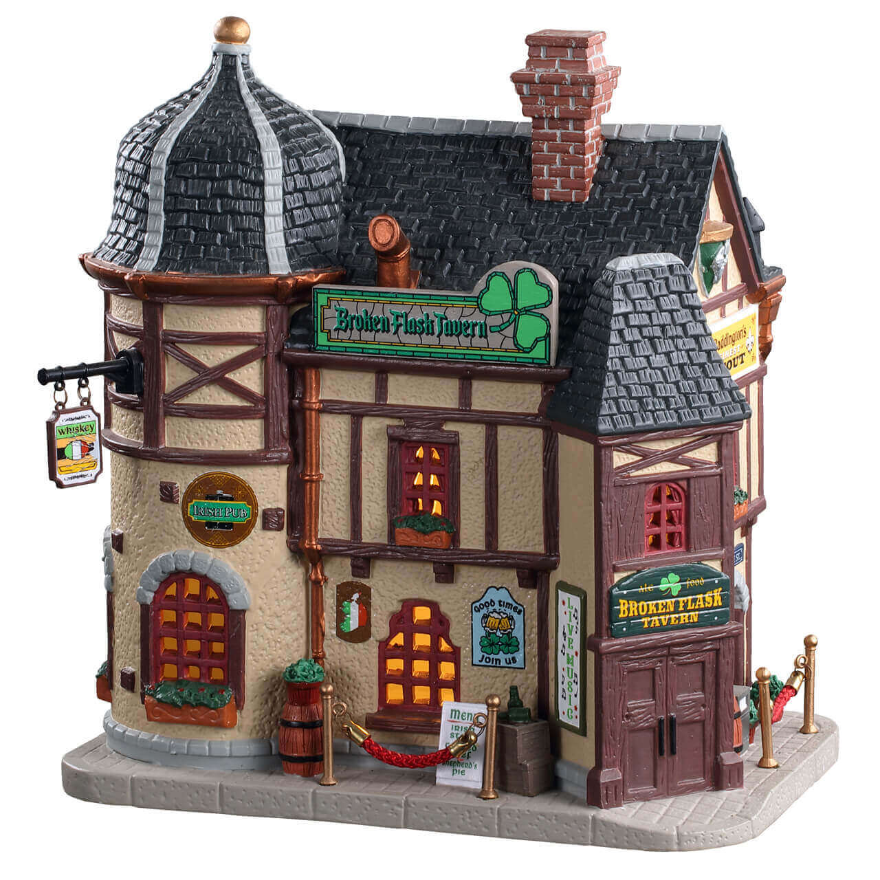 lemax-broken-flask-tavern-taverne-irlandaise-lumineuse-caddington-village image 4