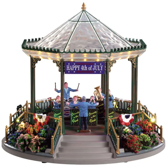 lemax-july-4th-garden-green-bandstand-kiosque-lumineux image 1