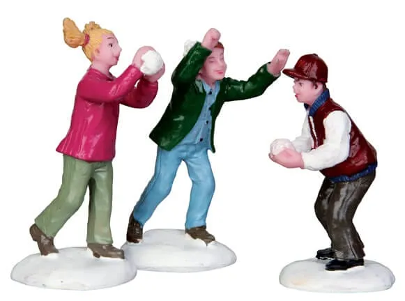 lemax-snowball-fight-set-of-3-figurines-village-de-no-l image 1