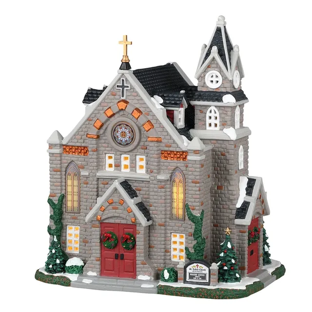 lemax-st-luke-s-church-caddington-glise-miniature-lumineuse-de-village image 1