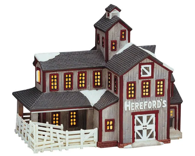 lemax-hereford-s-feedlot-b-timent-ferme-miniature-village image 1