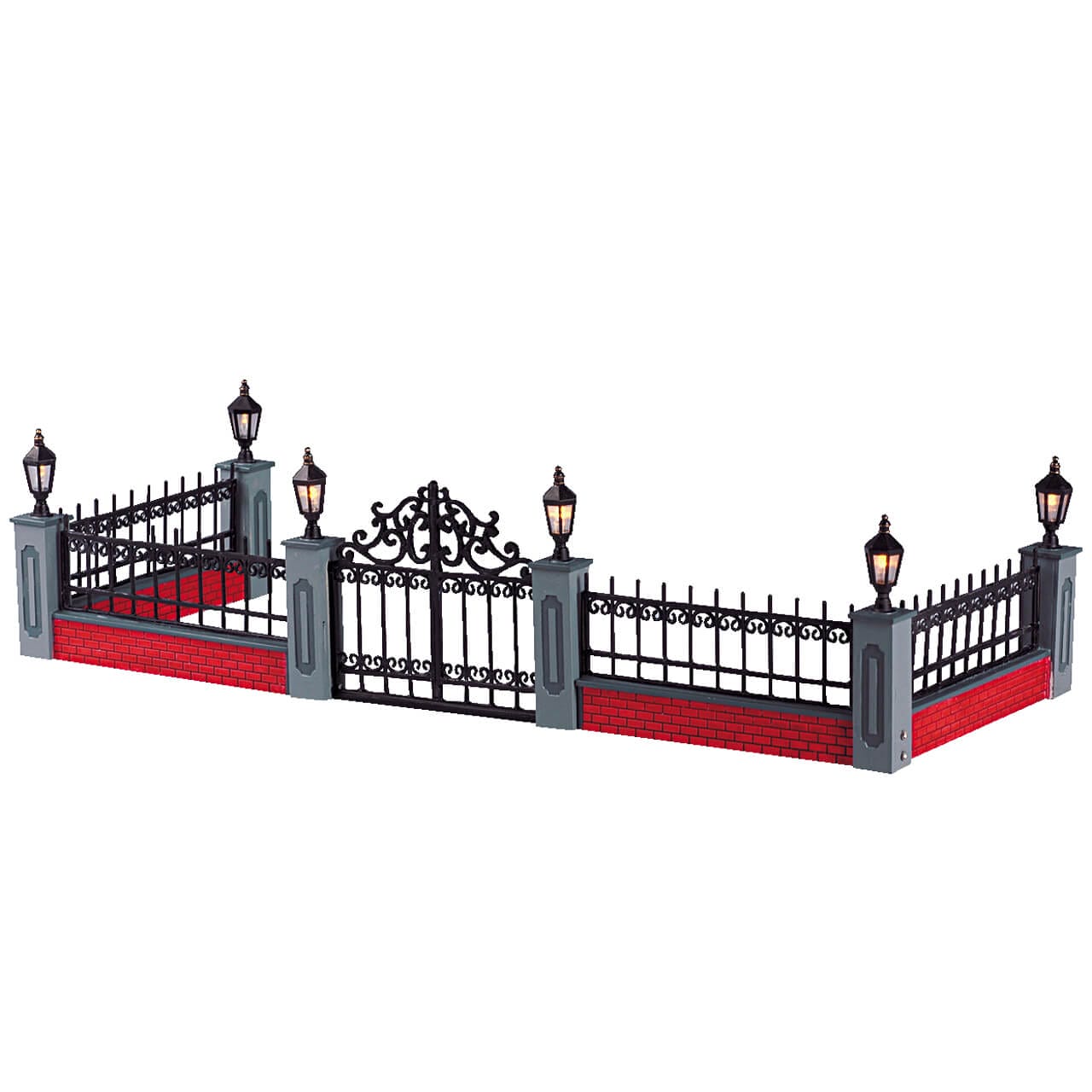 lemax-lighted-wrought-iron-fence-cl-ture-lumineuse-village-de-no-l-lot-de-5 image 1