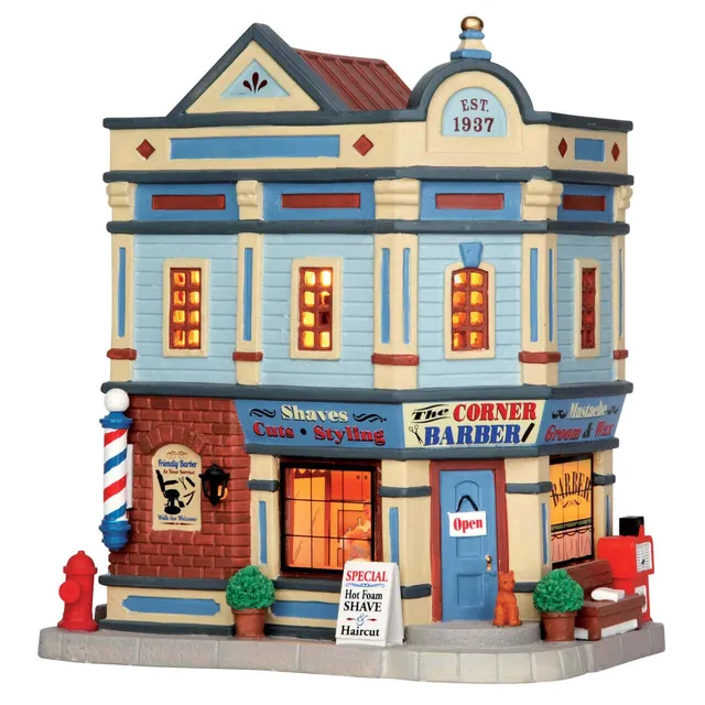 lemax-the-corner-barber-shop-b-timent-miniature-barbier image 1