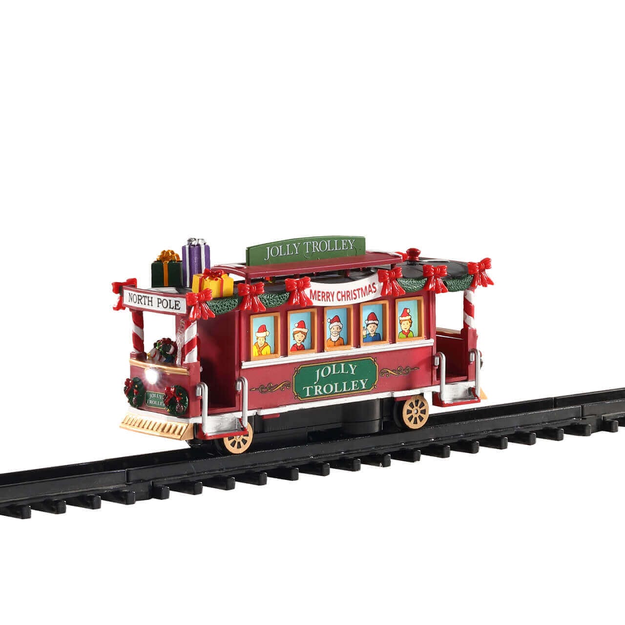 lemax-jolly-trolley-tramway-anim-avec-rails-village-de-no-l-caddington image 1