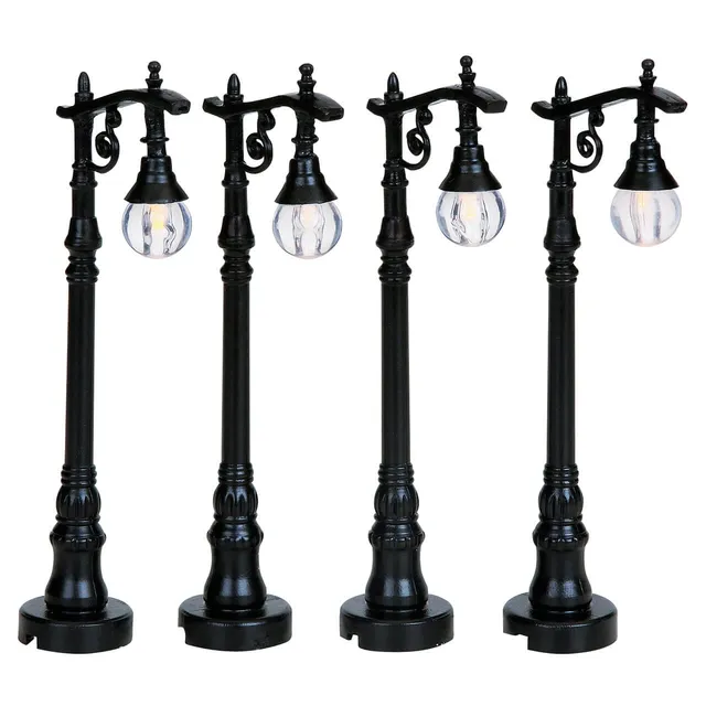 lemax-antique-street-lamp-set-of-4-lot-4-lampadaires-miniatures image 1