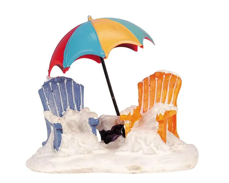 lemax-beach-chairs-lot-chaises-longues-miniatures-de-village image 1