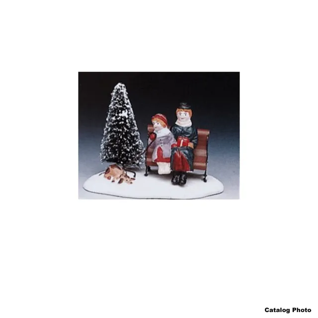 lemax-park-bench-people-figurines-banc-village-no-l image 1