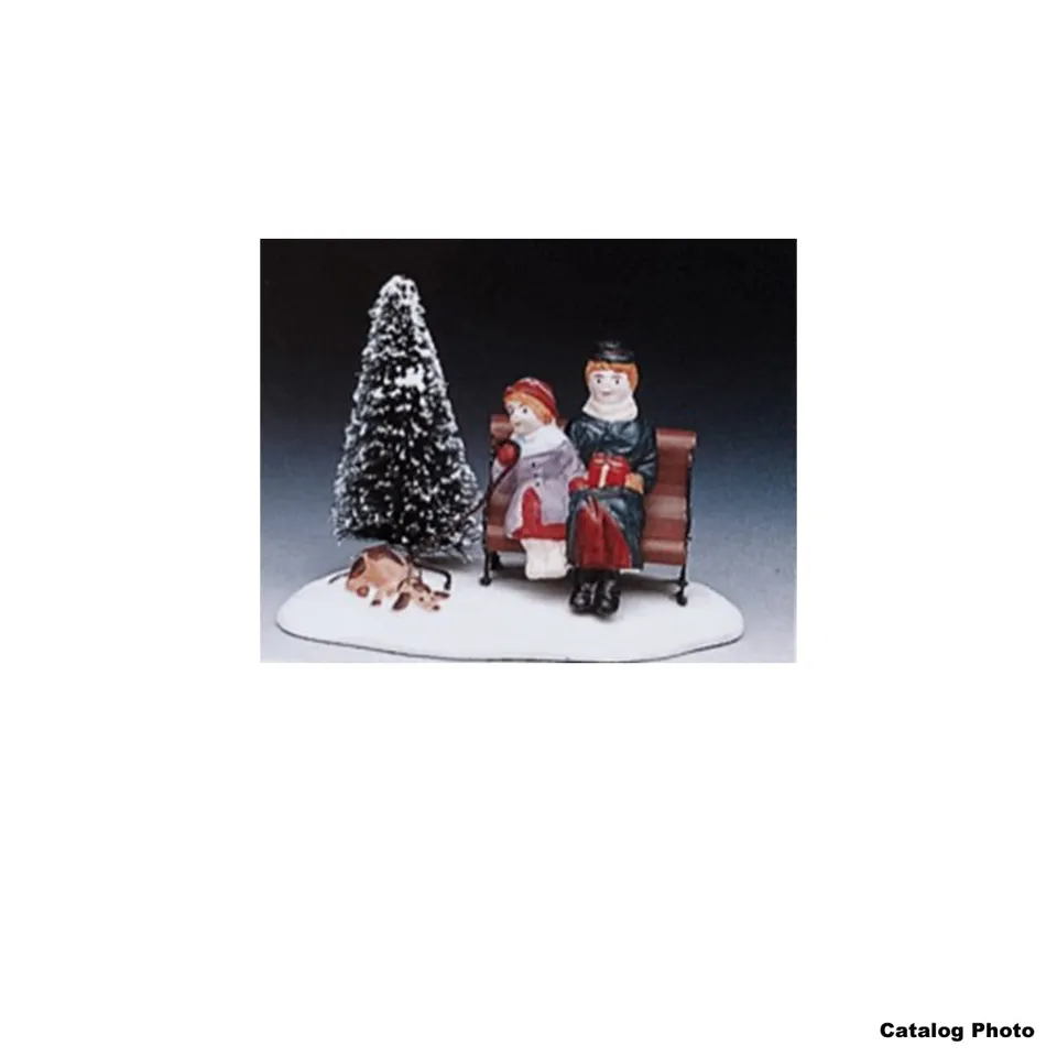 lemax-park-bench-people-figurines-banc-village-no-l image 1