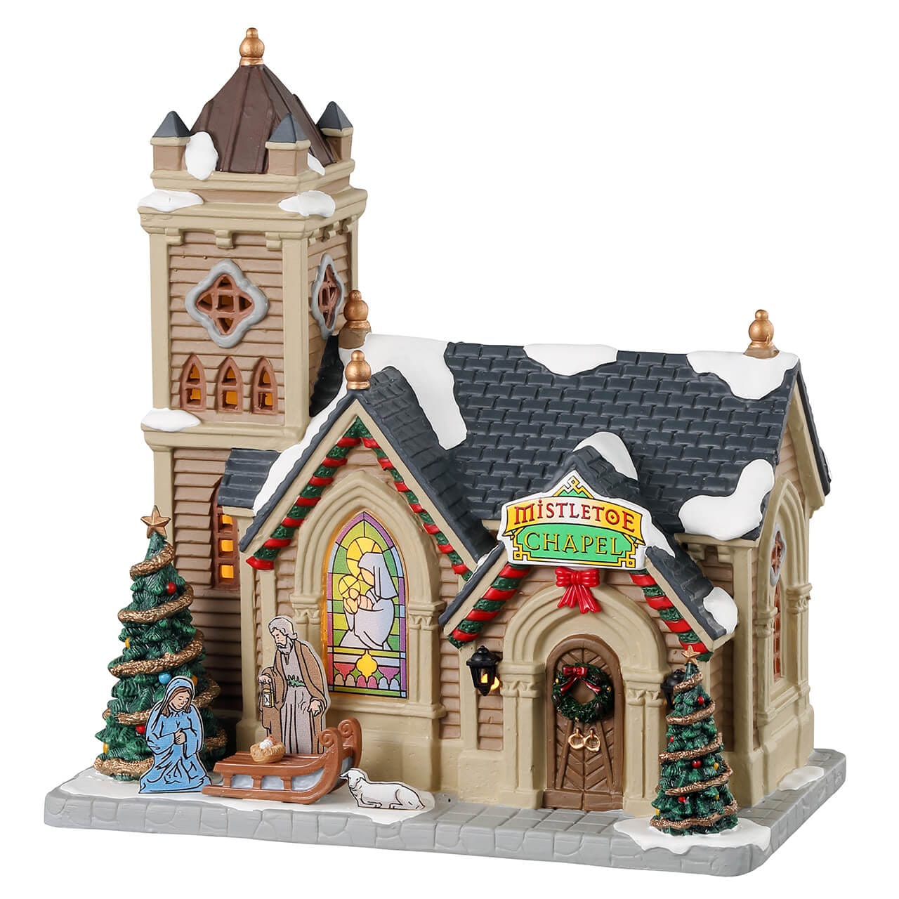 lemax-mistletoe-chapel-glise-miniature-caddington-village-avec-cr-che image 4