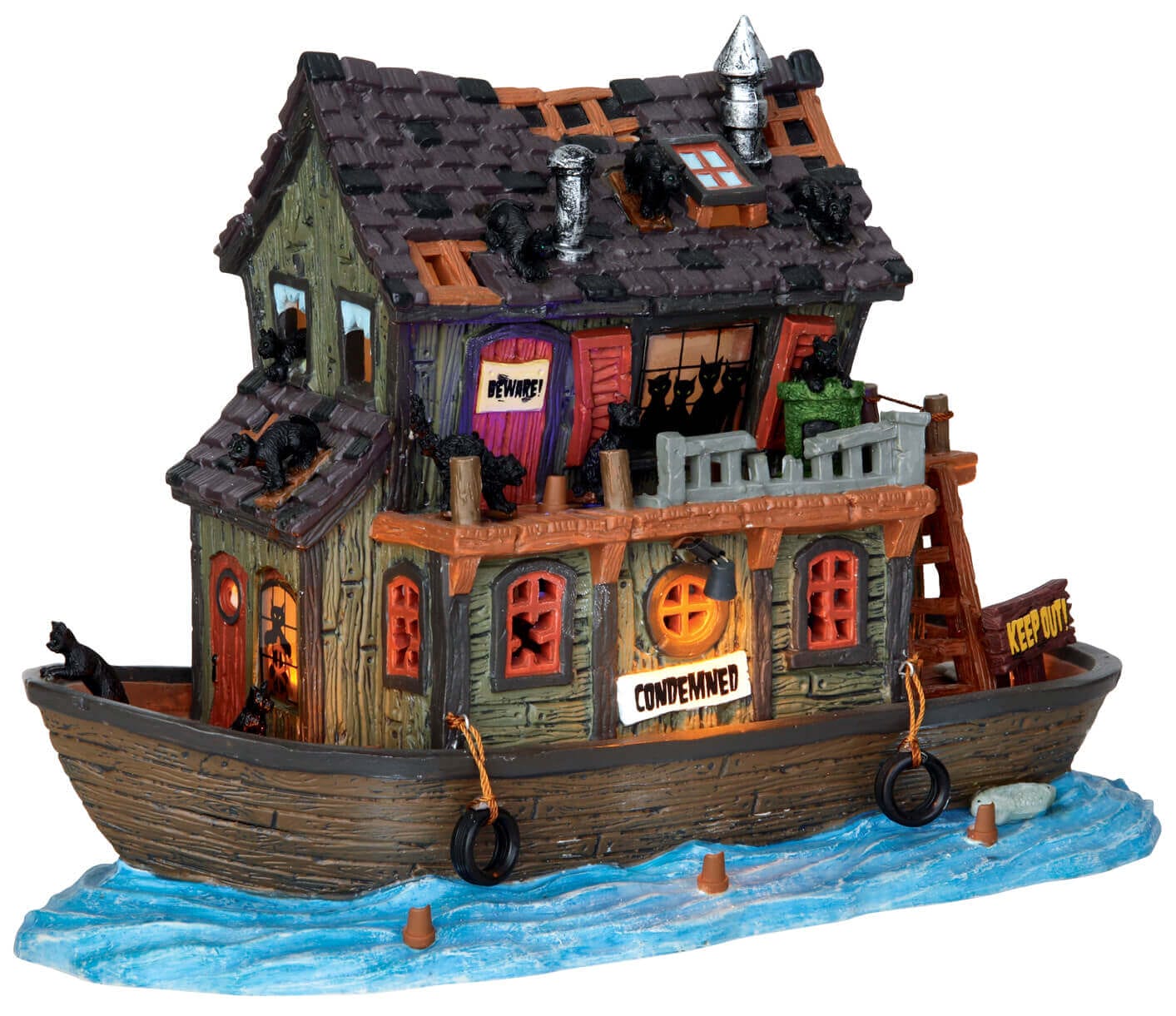 lemax-spooky-town-haunted-houseboat-bateau-fant-me-lumineux-clairs image 1