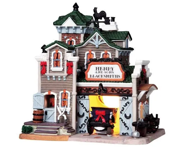 lemax-henry-and-sons-blacksmiths-b-timent-forgeron-village-miniature image 1