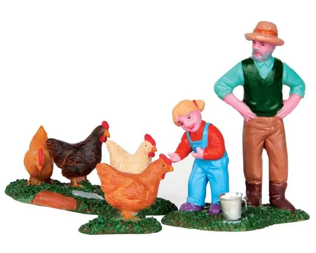lemax-chicken-feeding-figurine-fermi-re-et-poules image 1