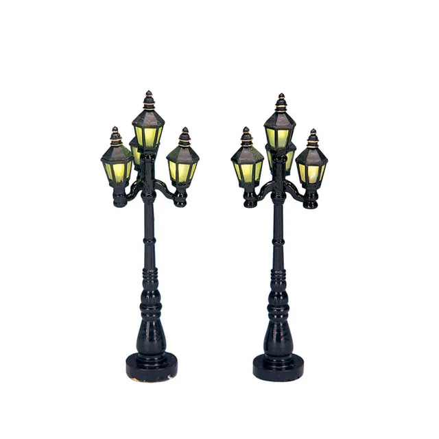 lemax-4-old-english-street-lamp-lot-de-2-lampadaires-miniatures image 1