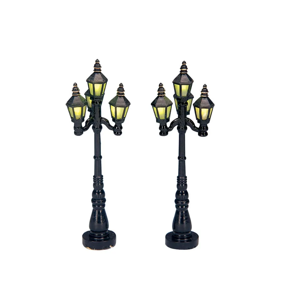 lemax-4-old-english-street-lamp-lot-de-2-lampadaires-miniatures image 1