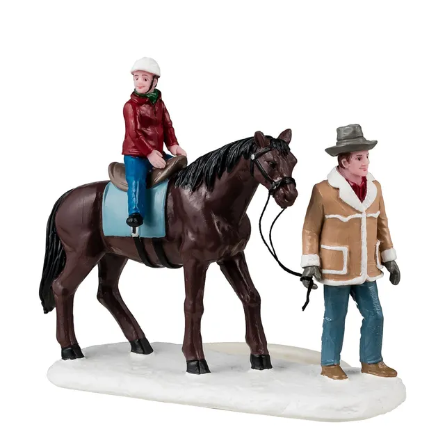 lemax-happy-trails-figurines-couple-cheval-vail-village image 1
