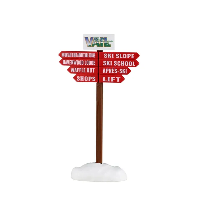 lemax-ski-slope-sign-panneau-miniature-vail-village image 1