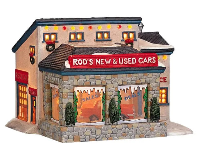 lemax-rod-s-car-lot-garage-automobile-miniature-lumineux-village-de-no-l image 1