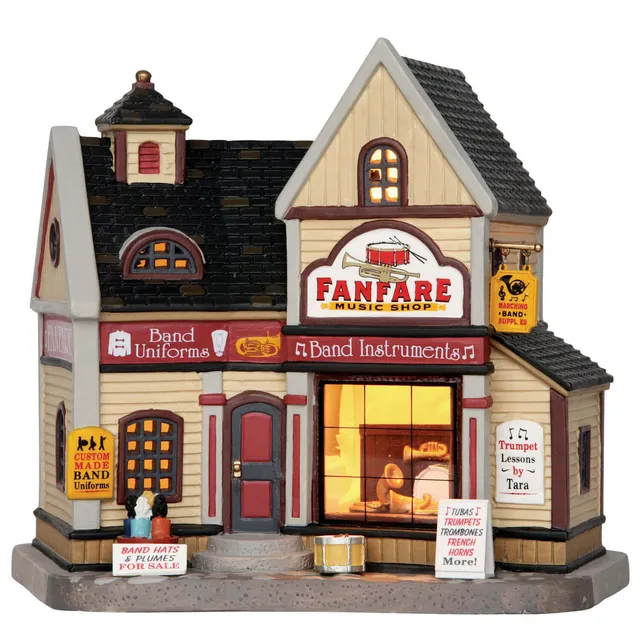 lemax-fanfare-music-shop-boutique-de-musique-miniature-lumineuse image 1