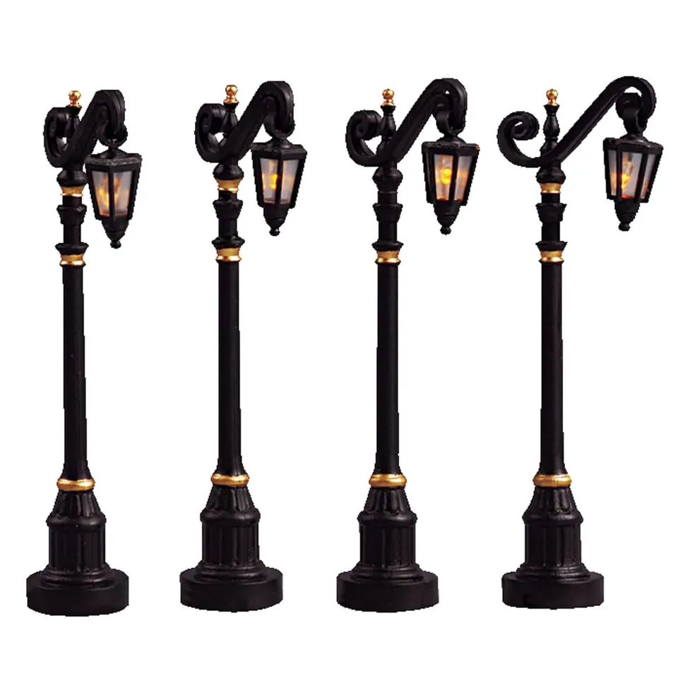 lemax-colonial-street-lamp-set-of-4-lot-de-4-r-verb-res-miniatures image 1