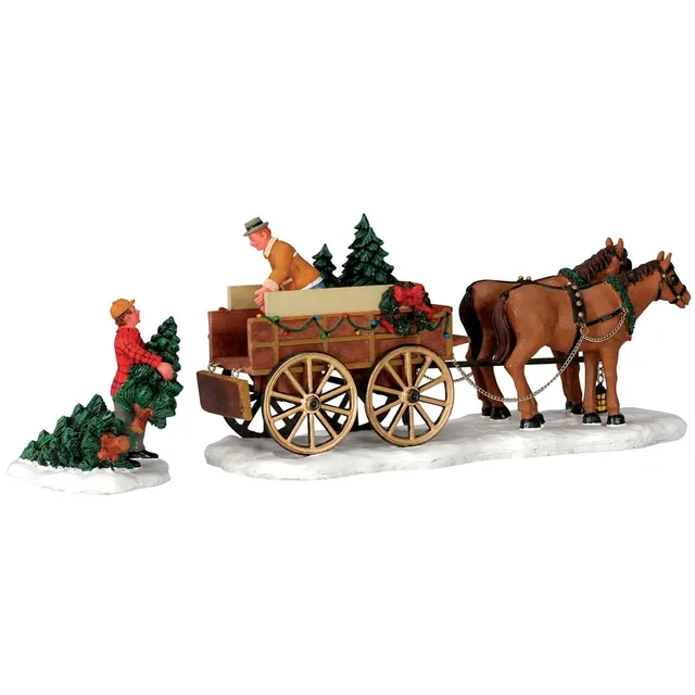 lemax-christmas-tree-wagon-set-de-2-chariots-sapins-caddington image 1