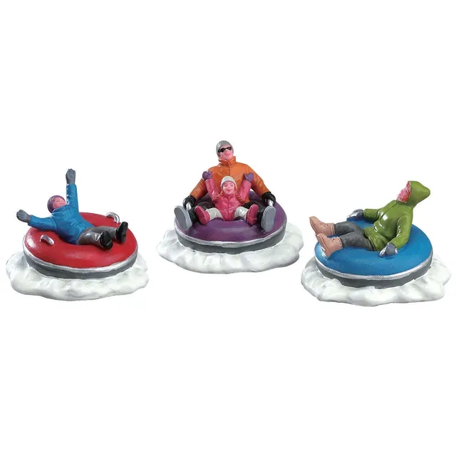 lemax-tubing-family-set-of-3-famille-luge-neige-vail-village image 1