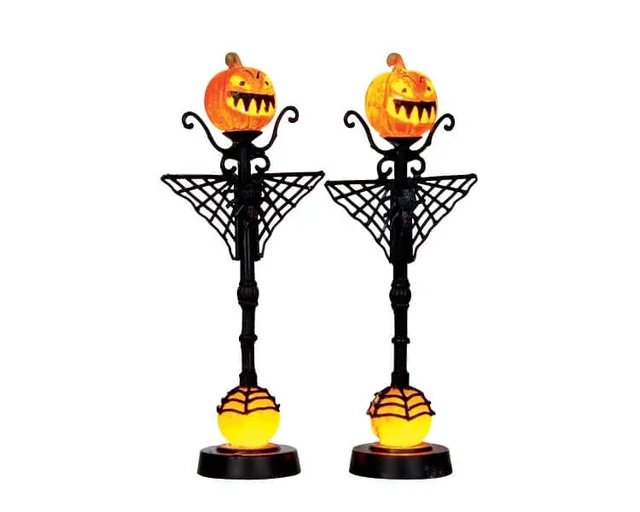 lemax-spiderweb-jack-o-lamp-post-r-verb-re-halloween-citrouille image 1