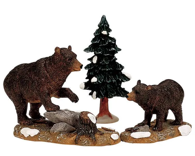 lemax-papa-bear-cub-figurine-ours-village-miniature image 1