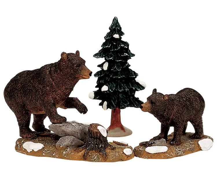 lemax-papa-bear-cub-figurine-ours-village-miniature image 1