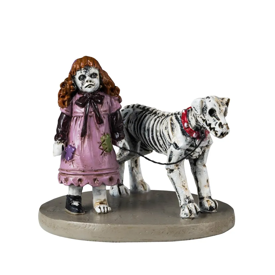 lemax-creepy-doll-dog-figurines-halloween-poup-e-et-chien-squelette image 1
