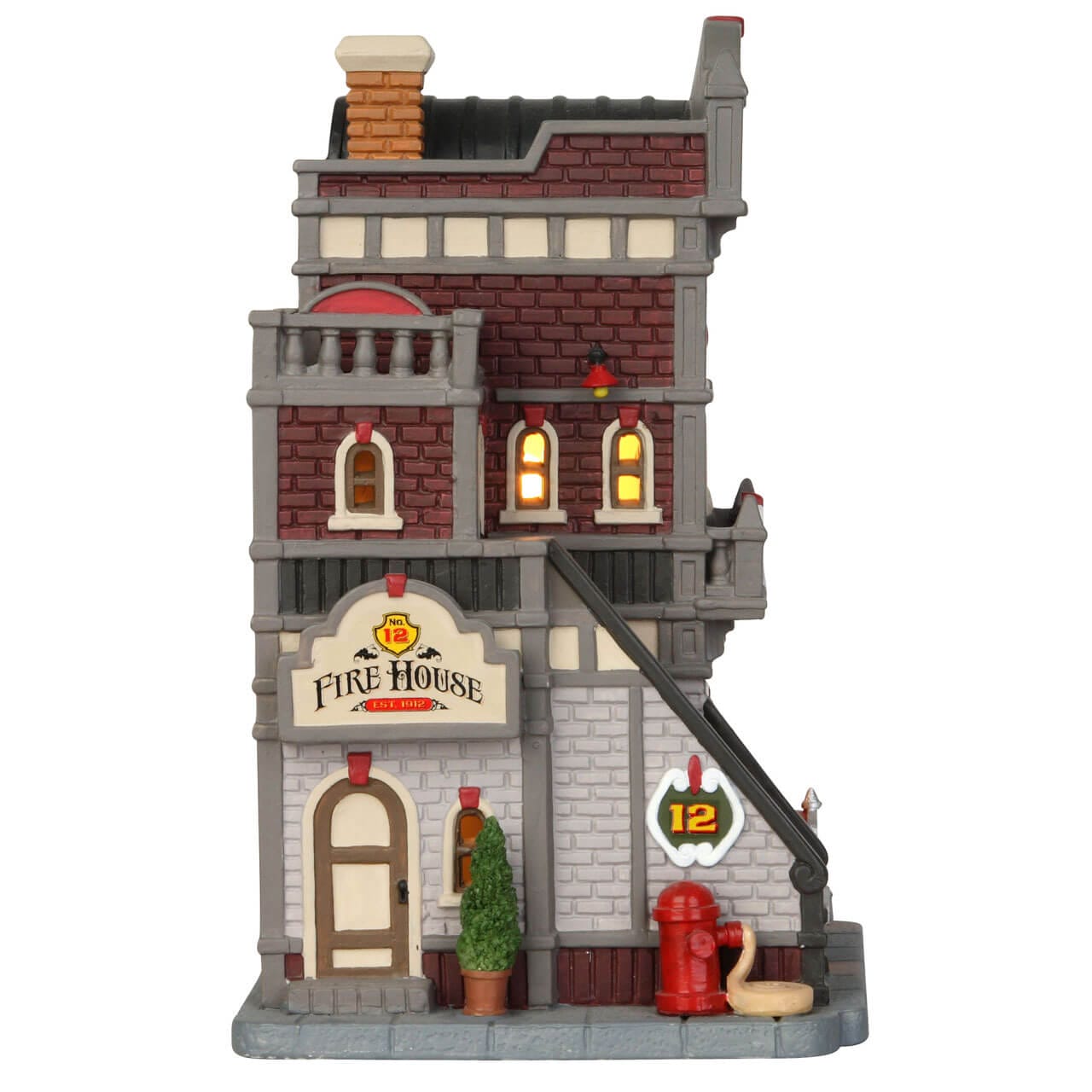 lemax-fire-house-no-12-caserne-pompiers-miniature-illumin-e image 2