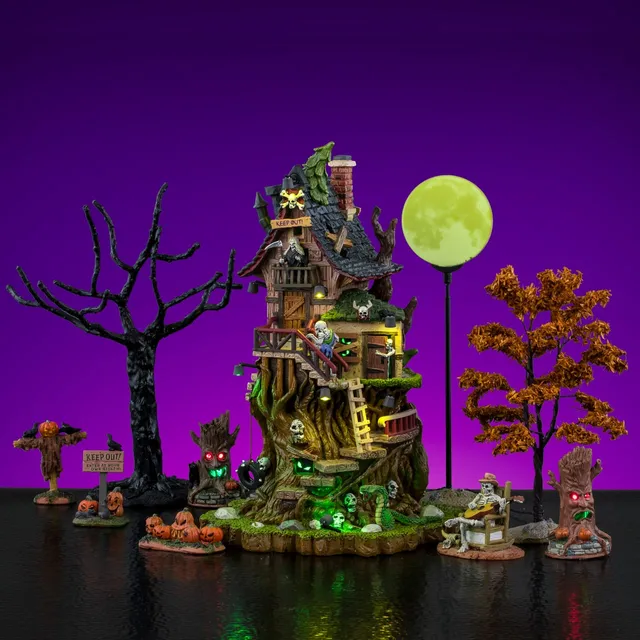 lemax-petrified-forest-tree-house-set-village-effrayant-lumineux-spooky-town image 1