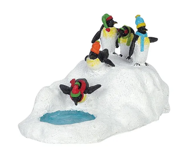 lemax-penguin-frolic-figurine-pingouins-joueurs-village-de-no-l image 1