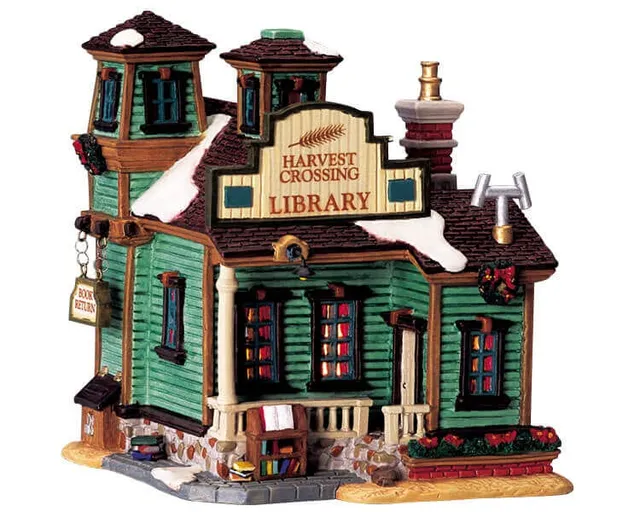 lemax-harvest-crossing-library-biblioth-que-village-de-no-l-lumineuse image 1